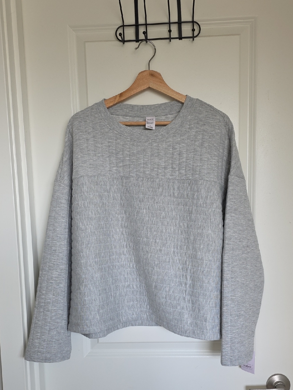 Auden Light Gray Ribbed Crew Sweater